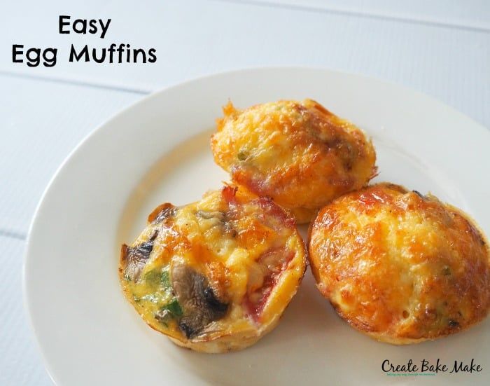 Three egg muffins on a plate.