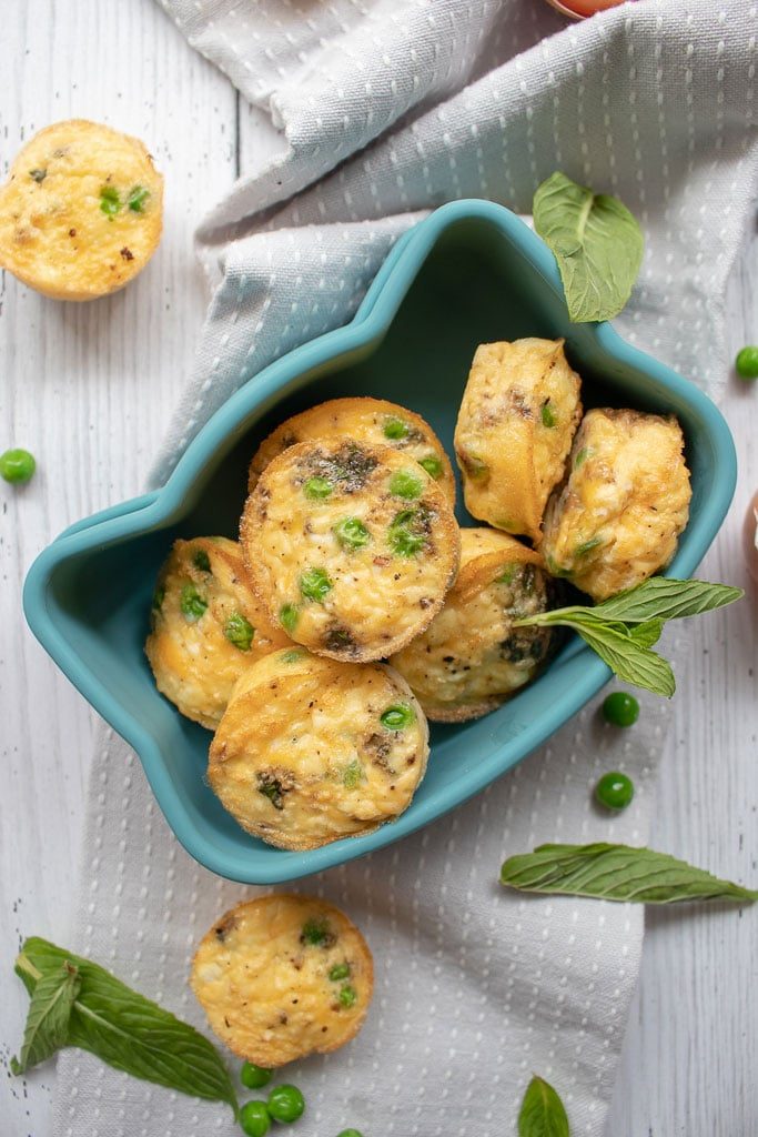 Pea, Feta and Mint Frittatas ready to eat